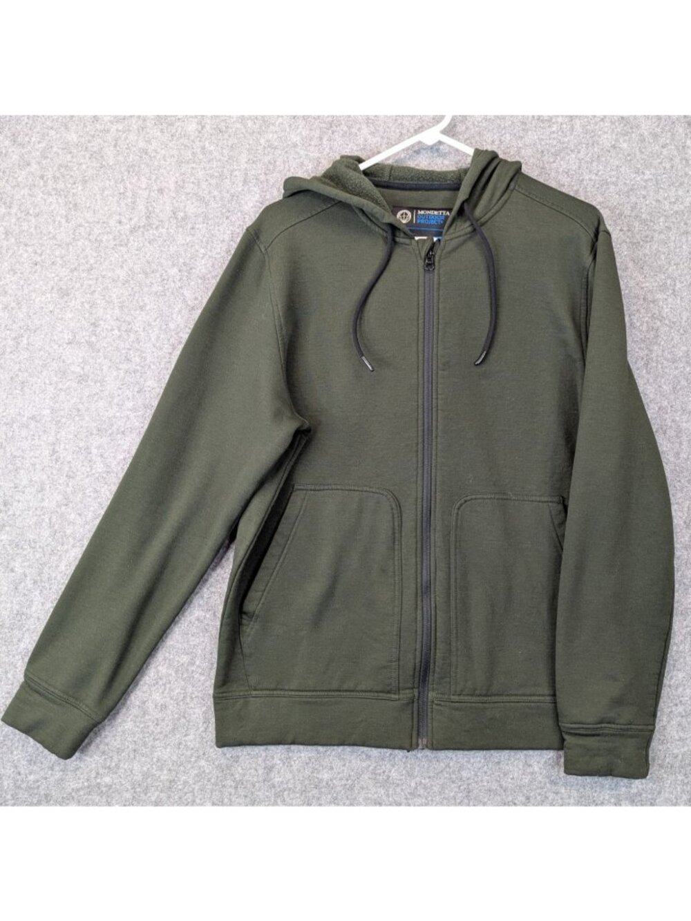 Mondetta Outdoor Project Zip Hoodie Olive Green Fleece Lined Mens Size Medium